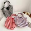 Striped Pattern Knitted Handbag Fashion Crochet Bag For Women Aesthetic Bucket Bag With Snap Button