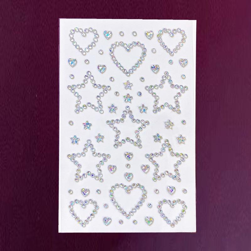 Beautiful Shiny Crystal Rhinestones Pearl Star 3D Stickers Scrapbook Phone Case DIY Decorations Dance Show Makeup Face Stickers
