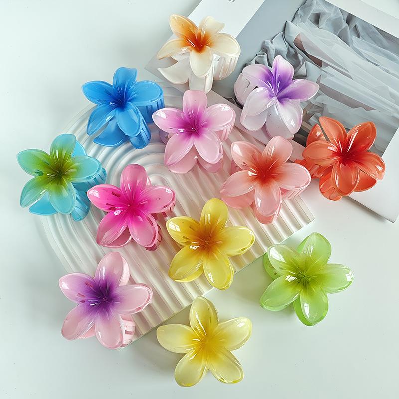 Red Flower Hair Clips For Women Trendy Sweet Hair Claws Crab Clamp Barrettes Mujer Hawaiian Headwear Girls Hair Accessories