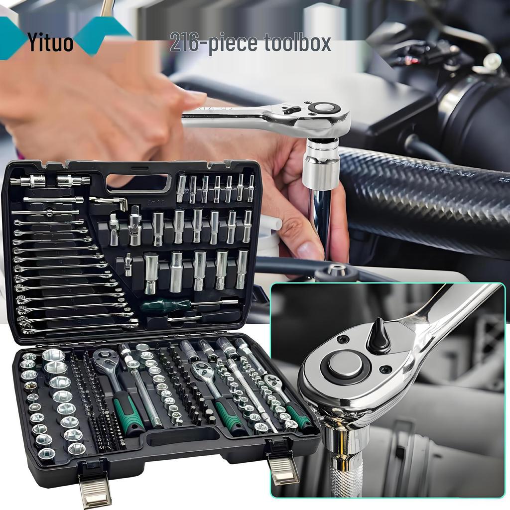216-Piece Vertical Car Repair Socket & Mechanic Tool Set