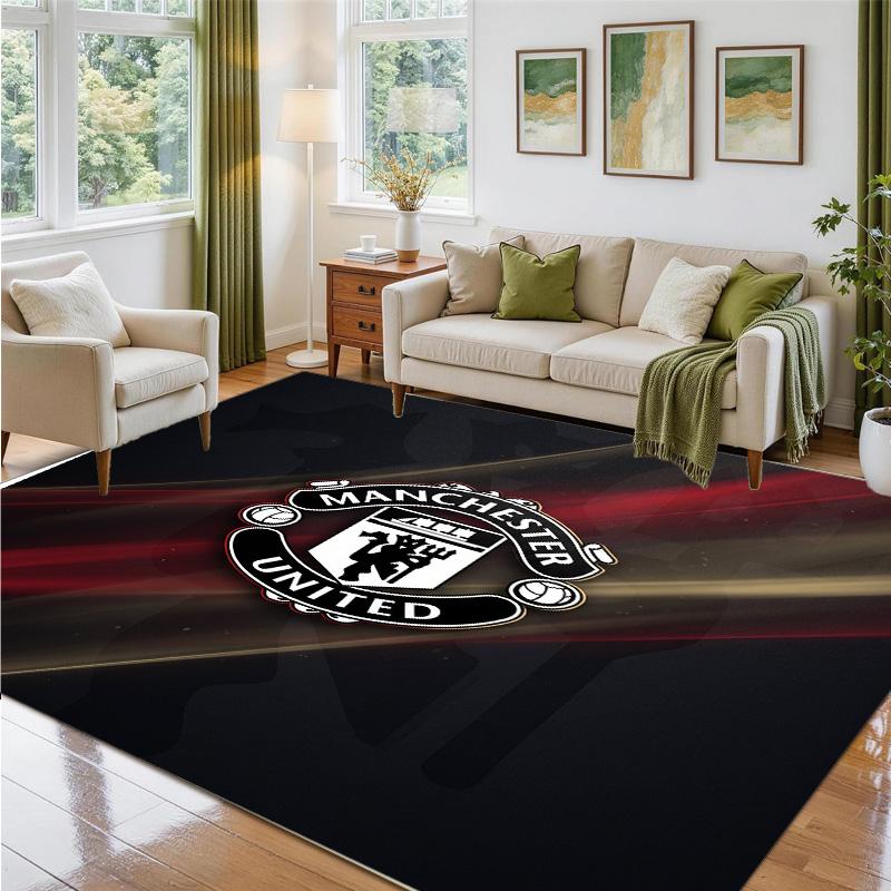 Manchester United FC Design Crystal Velvet Rug Soft Decorative Mat for Bedroom Entrance