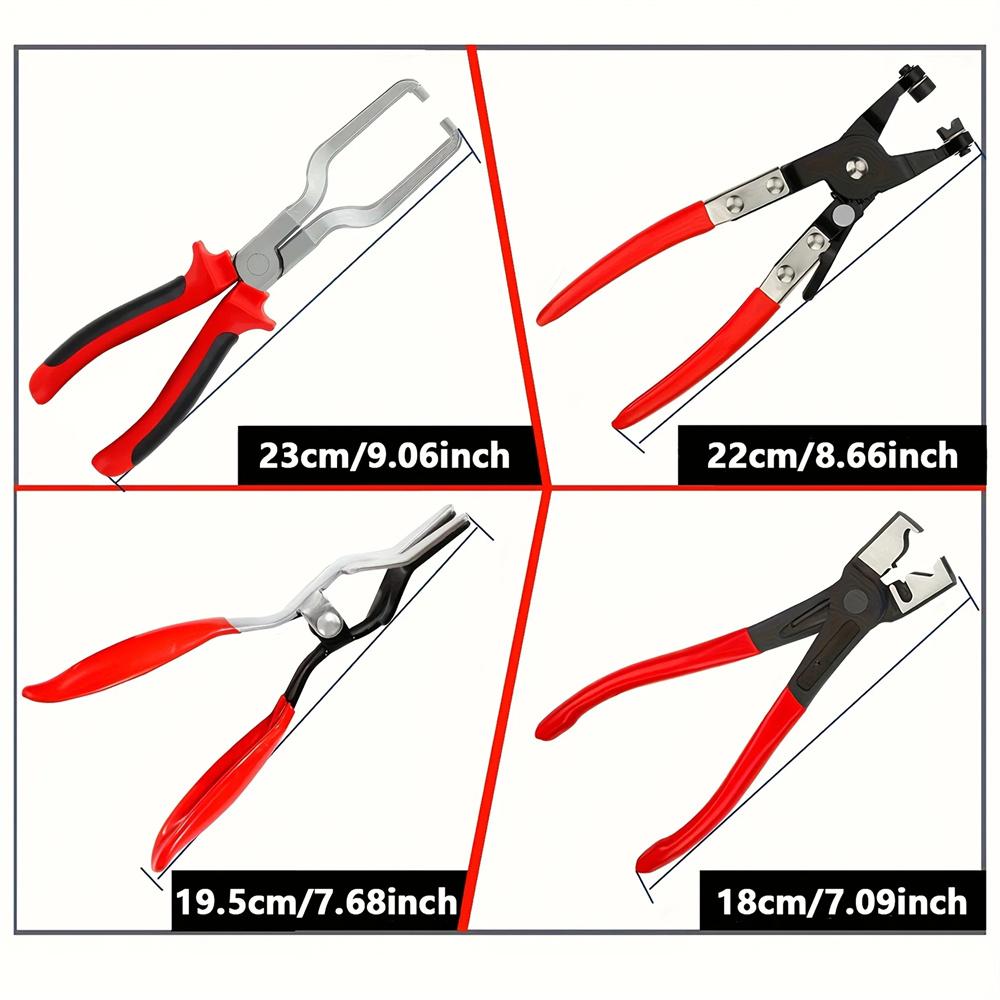 Hose Clamp Pliers Fuel Line Removal Tool Kit Set of 4 for Auto Repair Car Maintenance