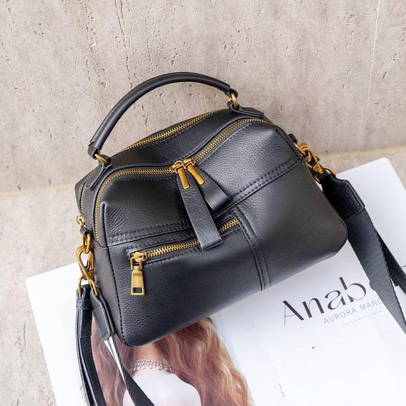 Echtleder Damen Tasche Große Kapazität Einzelne Schulter Brötchen Oberste Schicht Rindsleder Mama Tasche Pendlertasche Alles