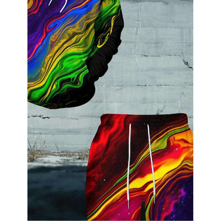 Vibrant Nebula Fluid Art 3D Printed Hoodie - Unisex Fashionable Brand Identity Urban Style Relaxed Athletic Two-Piece Outfit
