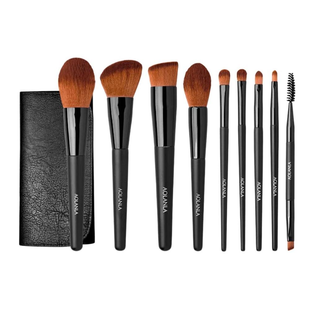 AOLANLA Makeup Brush Set, Including Loose Powder and Eyeshadow Brushes, Beginner-Friendly, Beauty Tools, 9 Pieces