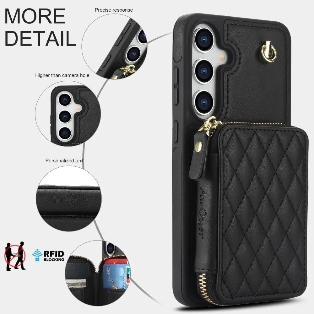 Crossbody Håndleddsstropp Etui for Samsung Galaxy S25 Ultra S24 FE S23 S22 Plus A14 A54 A15 A35 A55 Lommebok med Kortholder Deksel