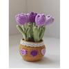 Handcrafted Crochet Tulips In Pot Dashboard Ornament Everlasting Fabric Flowers Bonsai Arrangement Vehicle Decor Accessory Handmade Yarn Potted