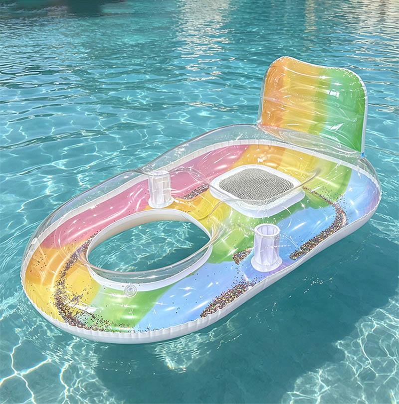 Summer Swimming Pool Inflatable Sofa With Cup Hole Water Swimming Pool Inflatable Floating Bed For Adult Water Leisure Float