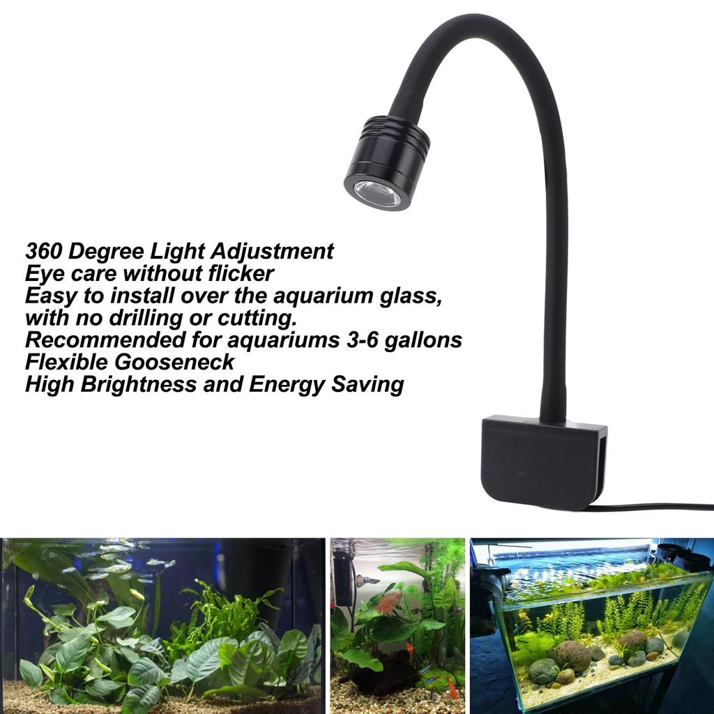Aquarium-Klip-Leuchte Kleine LED-Klemme Aquarium-Licht für 3-6 Gallonen Süßwasser- und Salzwasseraquarien Hohe Helligkeit Neutrales Licht
