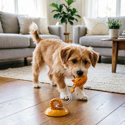 Dog Suction Cup Teething Toy with Treat Dispenser TPR Chew Ball for Small Medium Dog Promotes Dental Health And Exercise Intelligent