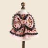Pet Plaid Dress With Harness Loop Small Dogs Cats Winter Warm Princess Style