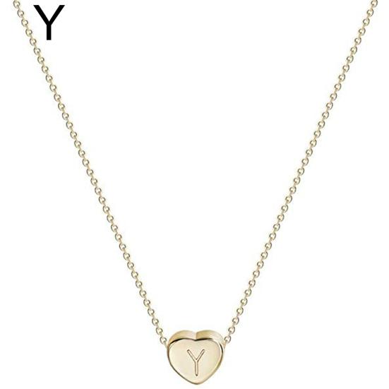 Fashion Women Letter Heart Pendant Titanium Steel Chain Necklace Jewelry Gift