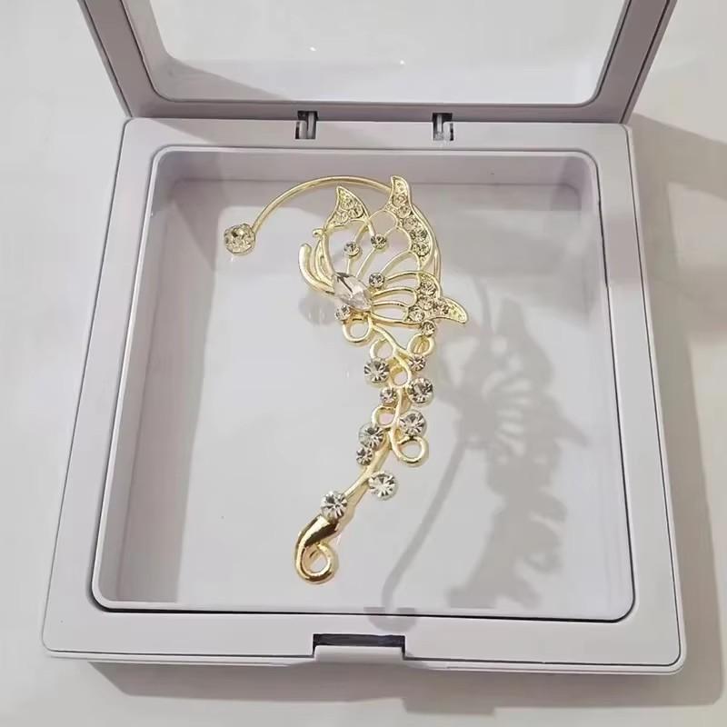 Korean Elf Butterfly Ear Cuff Fake Piercing Clip Earrings for Women Fashion Sparkling Zircon Crystal Wedding Bride Jewelry Gift