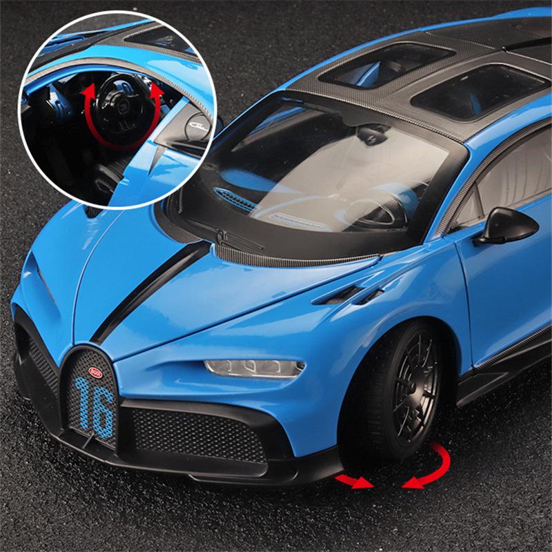 1/18 Bugatti Chiron PUR SPORT Alloy Sports Model Diecasts Metal Racing Super Car Model Simulation Sound and Light Kids Toys Gift
