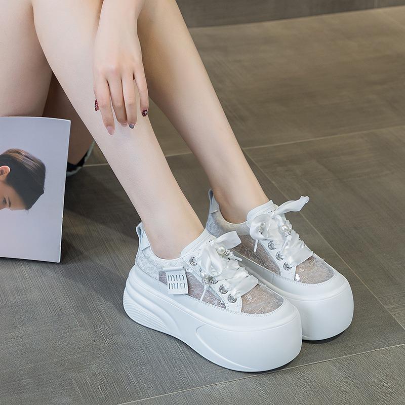 6598 women's shoes new summer satin surface embroidery printing rhinestone ribbon breathable