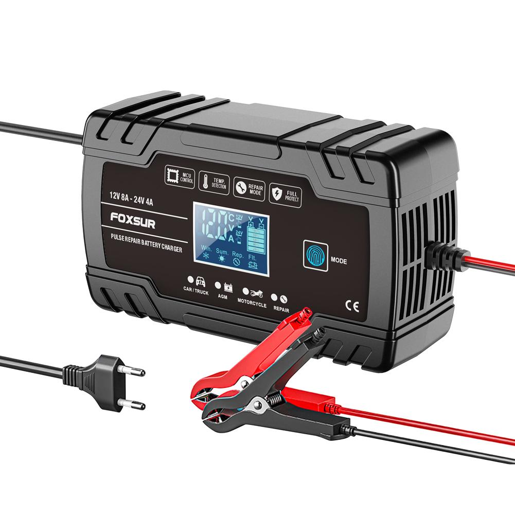 

Smart Battery Charger 3-stage 12V 24V 8A Digital Car Battery Charger LCD Display Automatic Battery Charger for Lead-Acid GEL AGM