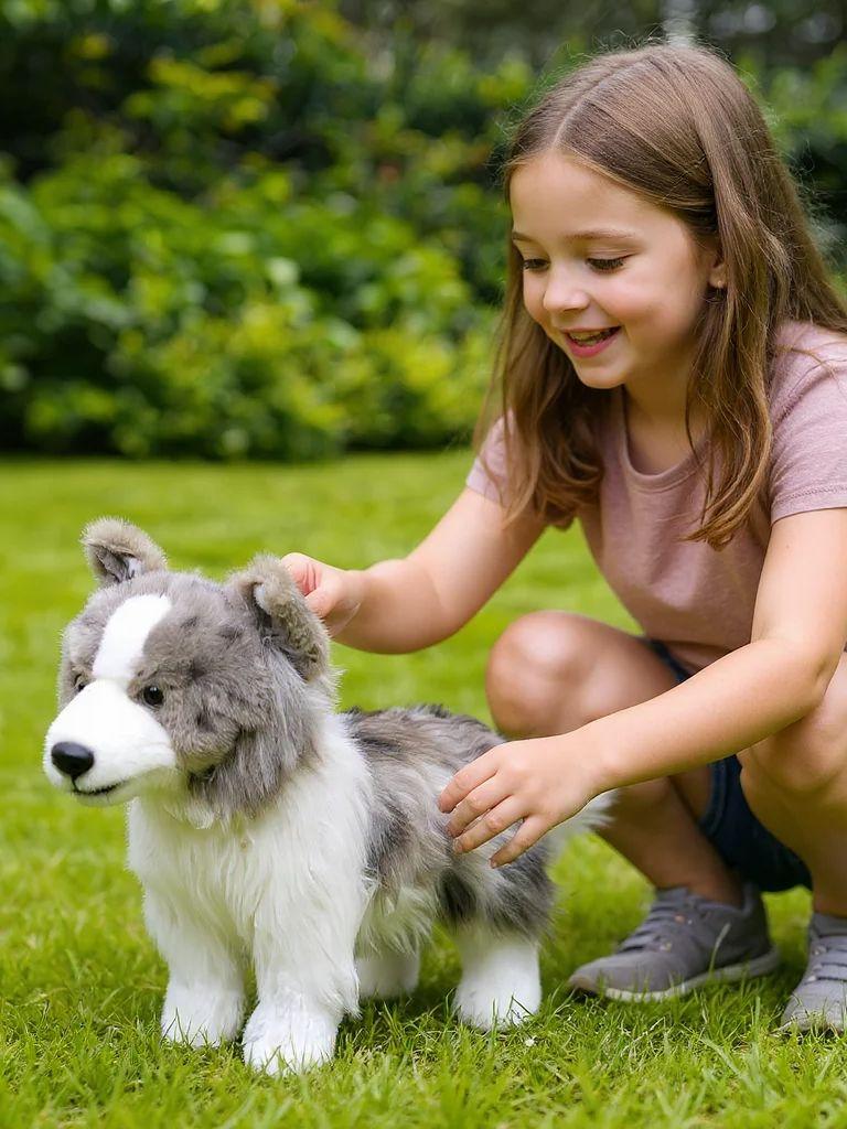 Realistic Border Collie Plush Toy Highly Detailed Soft Hugable Stuffed Animal Comforting Playmate Gift For Kids