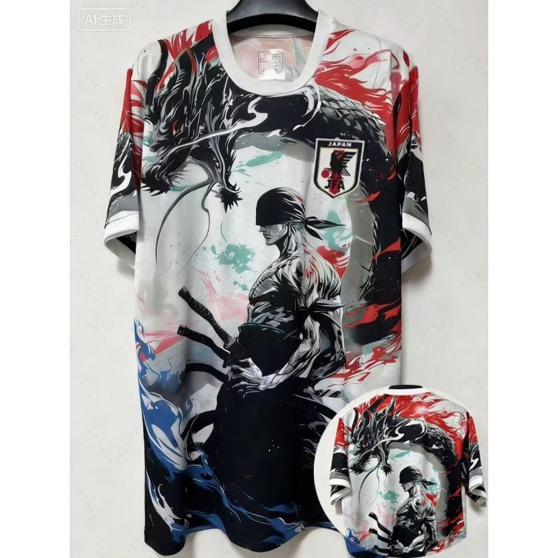 Japan One Piece Zoro Samurai Dragon Manga Style Arrival Soccer Jerseys 3d Printed T-Shirts Adult Kids Special Kits Unisex Fans S