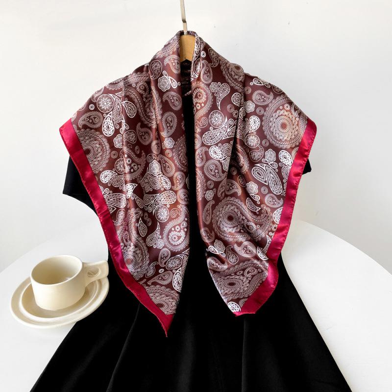 

Новый стиль женских шалей Универсальный весенне-летний шарф Темперамент ретро-кашемирового узора Большой квадратный шарф Элегантный и модный шелковый шарф Cashew 90cm