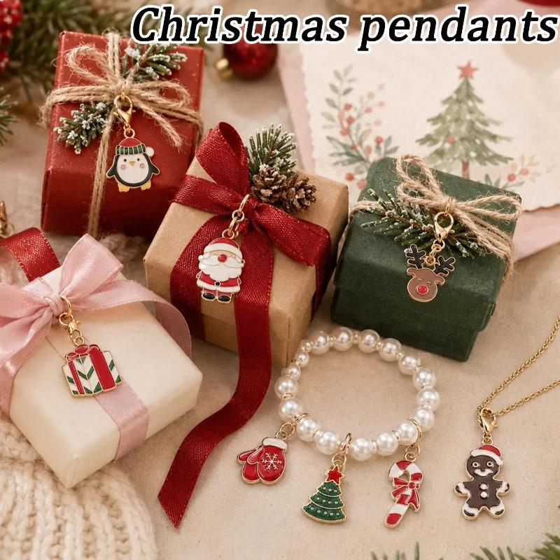 Christmas Keychains Pendants Mixed DIY Jewelry Making Set Women Kids Handmade Earrings Necklaces Bracelets Craft Party Supplies