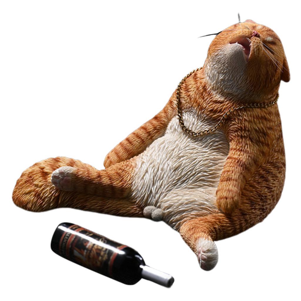 Creative Drunk Cat Ornament Automotive Interior Decoration Ornaments Simulated Cat Resin Sculpture Home Decoration Props 7x7cm