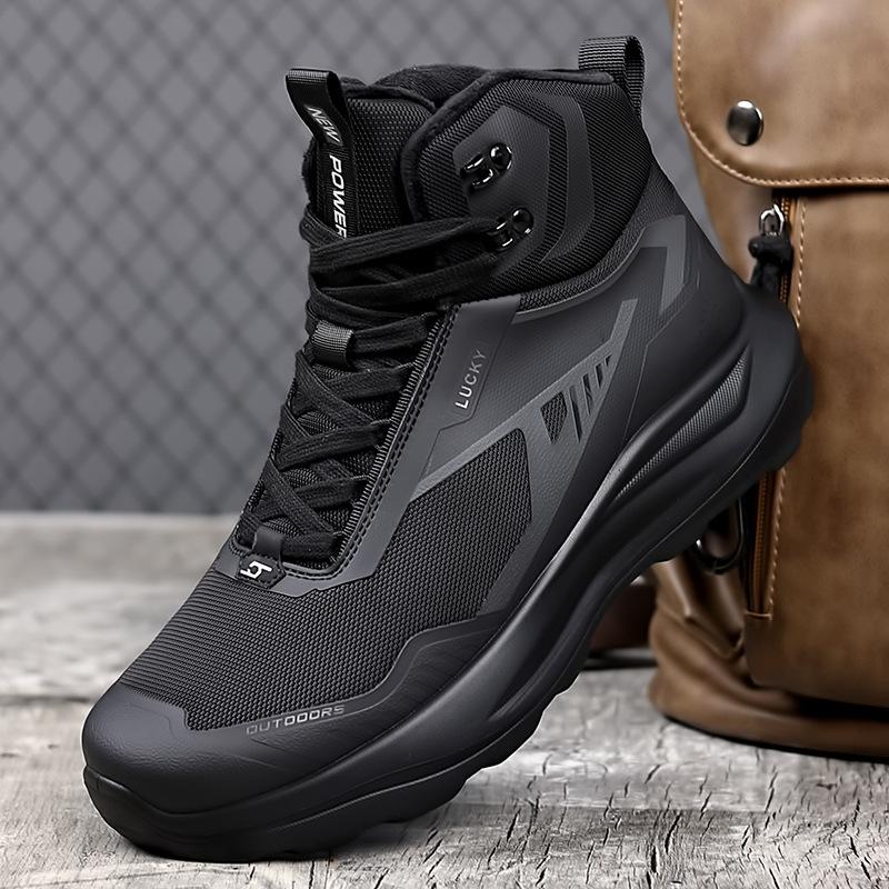 Winter Non-slip Thick-soled High-top Outdoor Hiking Shoes Off-road Running Sports Shoes Hiking Shoes Velvet Warm Men's Cotton Shoes