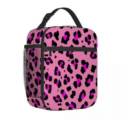 Leopard Print Portable Aluminum Foil Thickened Insulated Office Lunch Bag Waterproof Lunchs Bags Tote Bags