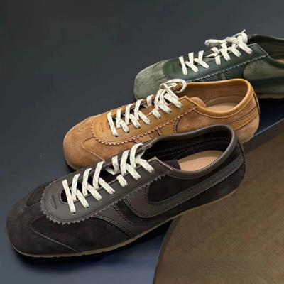 Genuine Leather German Training Shoes Women's Sports  Autumn Plus Velvet Retro Collision Training Running Shoes Casual