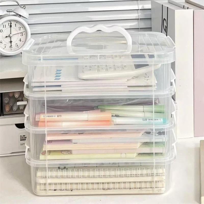4-Schichtige Transparente Kunststoff-Aufbewahrungsbox Abdeckung Unterteilte Schubladen-Aufbewahrungsbox Baustein-Aufbewahrungsbox Tragbare Aufbewahrungsbox