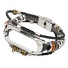 Retro Leather Wrist Strap for Xiaomi Mi Band 5 6 NFC Fashion DIY Upgrade WristbandBlack Silver