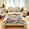 Christmas Duvet Cover Set 3Pcs Cute Cartoon Snowman Reindeer Antler Print Soft Microfiber Bedding with Pillowcases