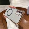 Case for Samsung Galaxy S25+,S25 FE,S24 FE,A26 5G,A25,A17 4G/5G,A16 4G/5G,A13 5G,A04s,M56 Clear Magnetic Casing Electroplated Lens Frame Phone Cover