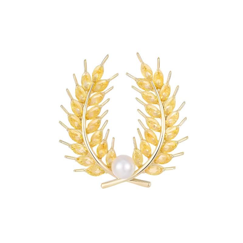 Elegant Wheat Ear Brooch, High-end Women's Light Luxury, High-end Pearl Brooch, Anti-glare Pin