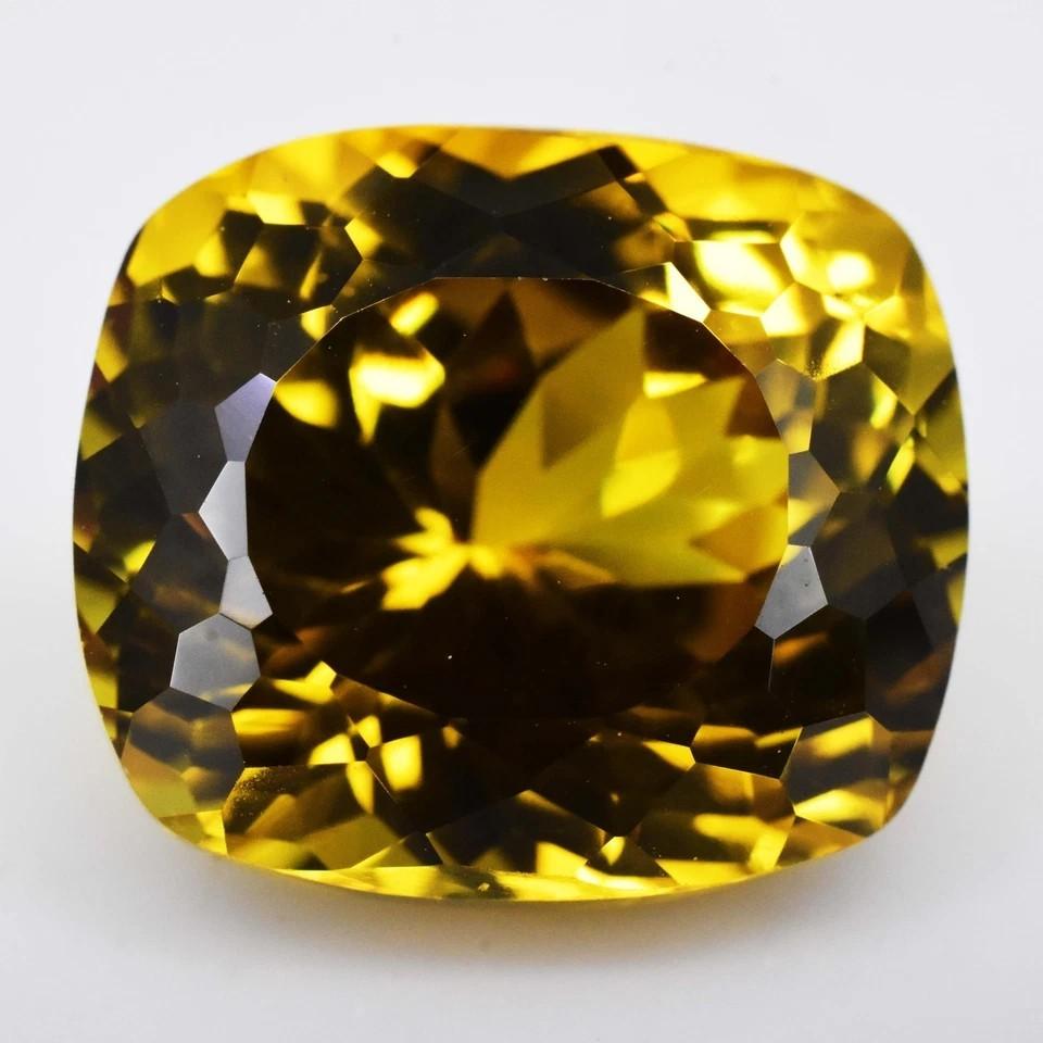 12.90 Ct Natural Yellow Sapphire Cushion VVS CLEAN IF Loose Gemstone