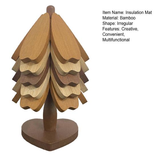 Tree-Shaped Coasters Wooden Trivet Mat Heat Resistant Coaster Multifunctional Pot Holder Kitchen Festive Ornament