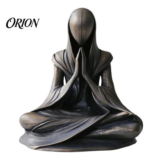 Meditation Aliens Statue Figurine, Modern Sitting Man Resin Statue, Faceless Sculpture Desk Decoration for Home Office Yoga Room Retro Figurine чёрный