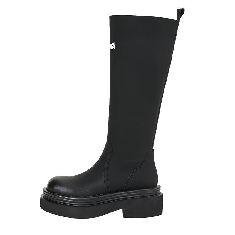 

Paris same long boots women s 2025 new autumn and winter explosion medium tube thick-soled knight boots thin tall long boots 34