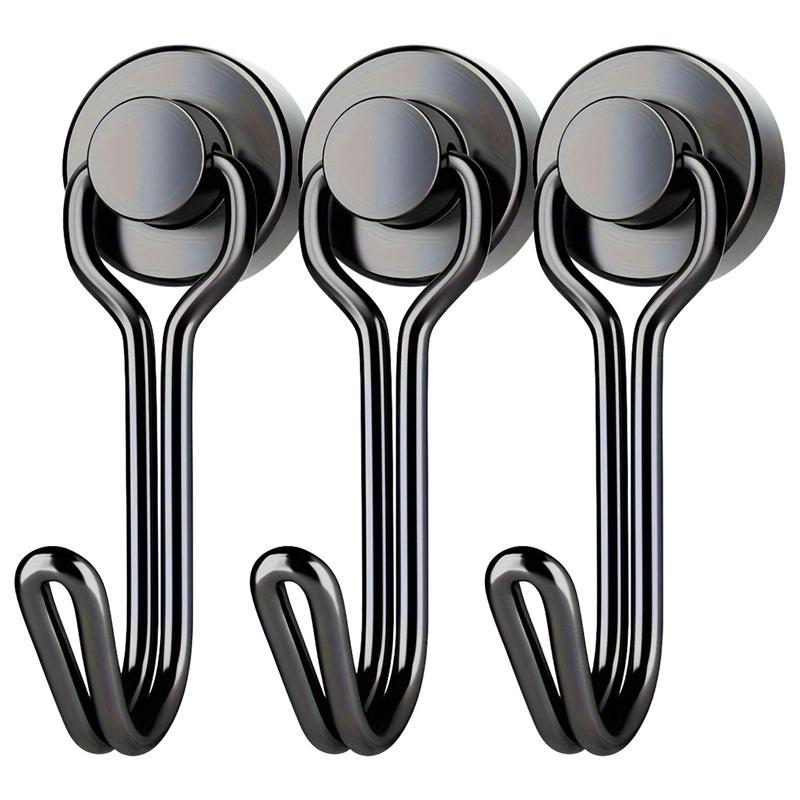 

3PCS Heavy Duty Magnetic Hooks, Strong Black Magnetic Hangers for Cruise, Kitchen, Car & Hanging, Extra Strong Neodymium Magnets