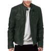 Mens Motorcycle Leather Jacket Slim Fit Short-Coat Lapel PU Jackets Autumn Zipper Stand Windproof Leather Coat Mens Clothing