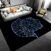 Mandala Hamsa Hand Carpet, Black and Blue Bohemian Living Room Rug Suitable for use as an anti-slip for living room bedroom sofas
