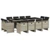 Ensemble Table Et Chaises - MAISON EXCLUSIVE - 13 Pcs - Résine Tressée Gris Clair - Coussins Amovibles - Plateau Verre Trempé