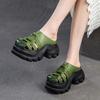 Retro Height Increasing Genuine Leather Slippers Hollow Out Lightweight Women's Platform Shoes