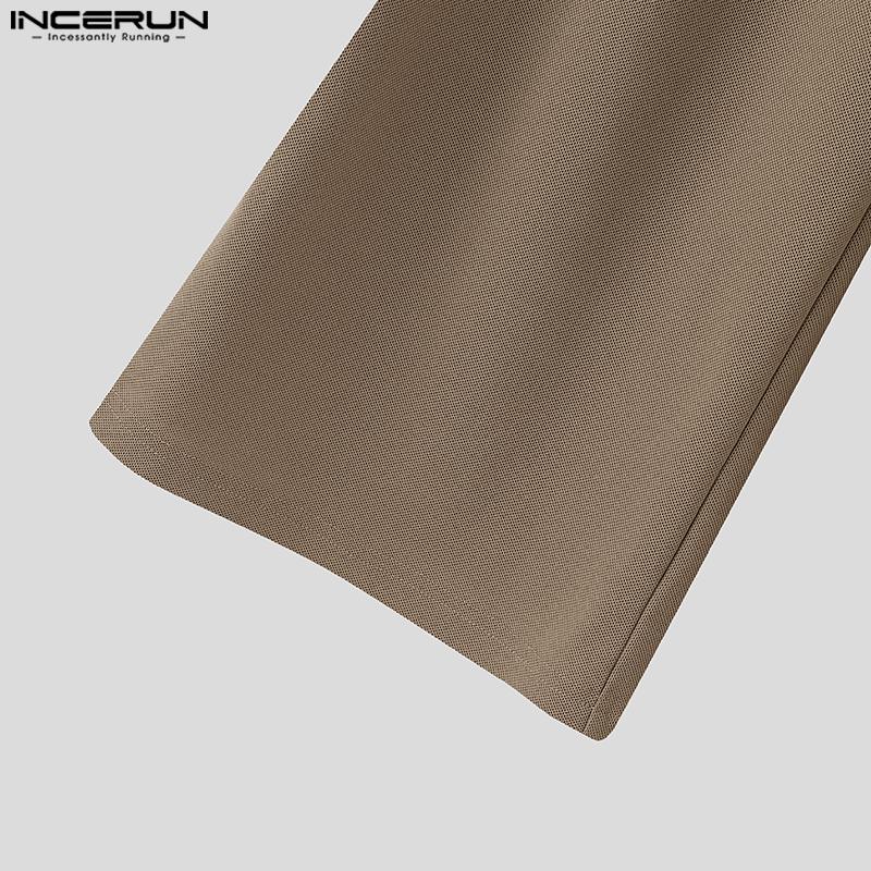 INCERUN Pánské vysoce elastické pasové ležérní volné texturované dlouhé kalhoty