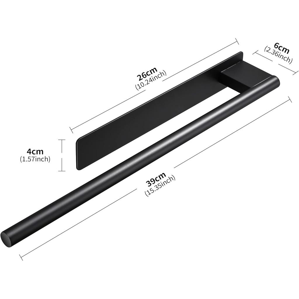 Bathroom Towel Racks No Drill Double Adhesive Towel Bar Stainless Steel Black 39 CM Towel Rack for Bathroom and Kitchen