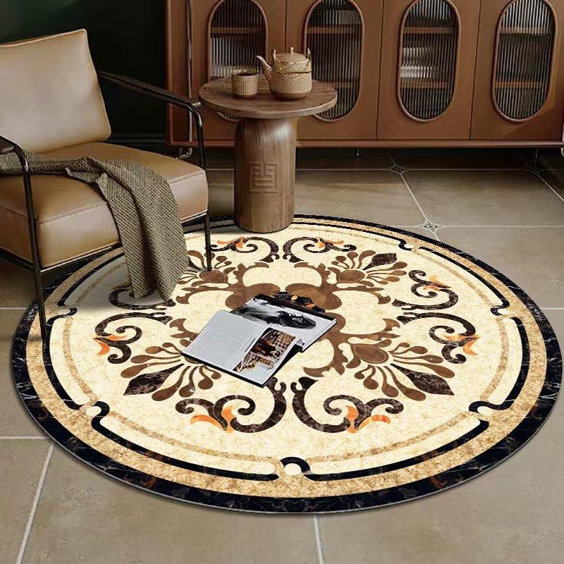 

Европейский роскошный декоративный домашний ковер, круглый прикроватный коврик для спальни, мягкие ковры для гостиной, нескользящие коврики с мраморным узором 60cm 23.6 in