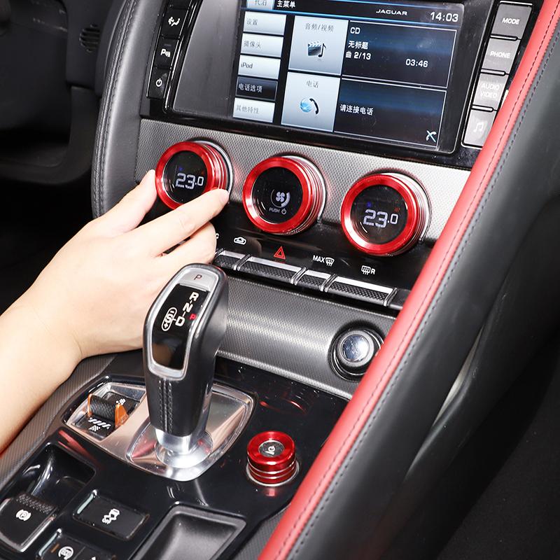 For Jaguar F-TYPE 2013-2026 Aluminium alloy Center Console Air Conditioner Volume Knob Switch Circles Trim Interior Accessories