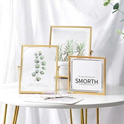 Gold Metal Glass Photo Frame Desktop Picture Brass Frames for Portraits and Landscape Photo Frame Ornament Gift Home Decor