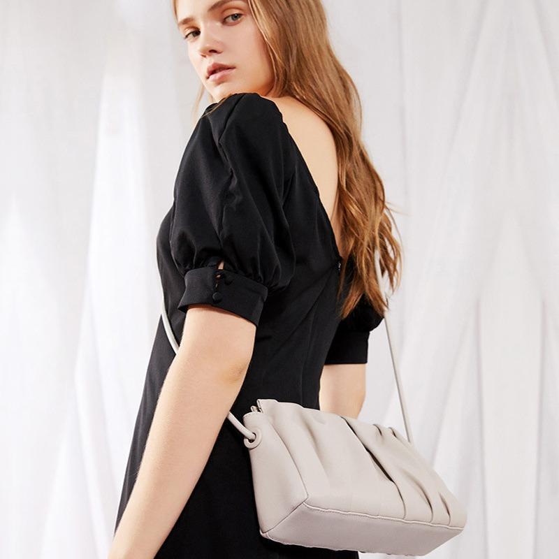 Echtes Leder Plissee Weiche Wolkentasche Damen Crossbody Dumpling Bag Beliebte Schultertasche für Frauen