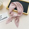 Women Square Scarf Plain Color Wavy Edge Pleated Neck Wear Temperament Thin Silky Crinkled Scarf for Office
