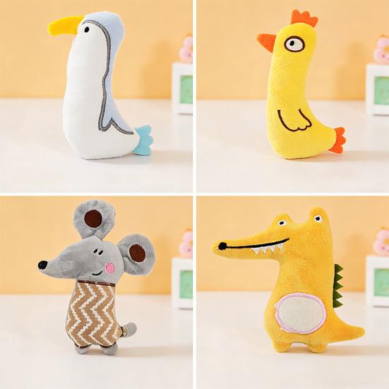 Cat Plush Toy Stuffed Animal Cute Mouse Chick Catnip Toy Penguin Shape Soft Chew Toy